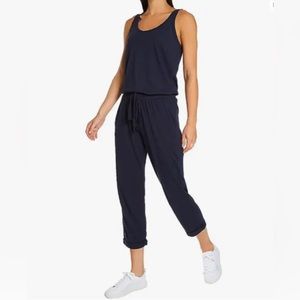 Michael stars LA navy jumpsuit cropped tank